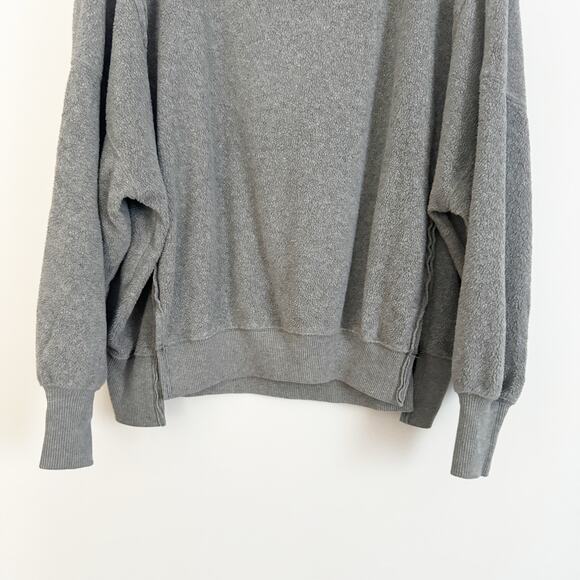 AERIE Big Hug Oversized Reverse Fleece Crewneck Sweatshirt Charcoal Gray XXS - Picture 4 of 8
